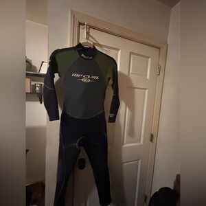 Rip Curl Black and Green Wetsuit